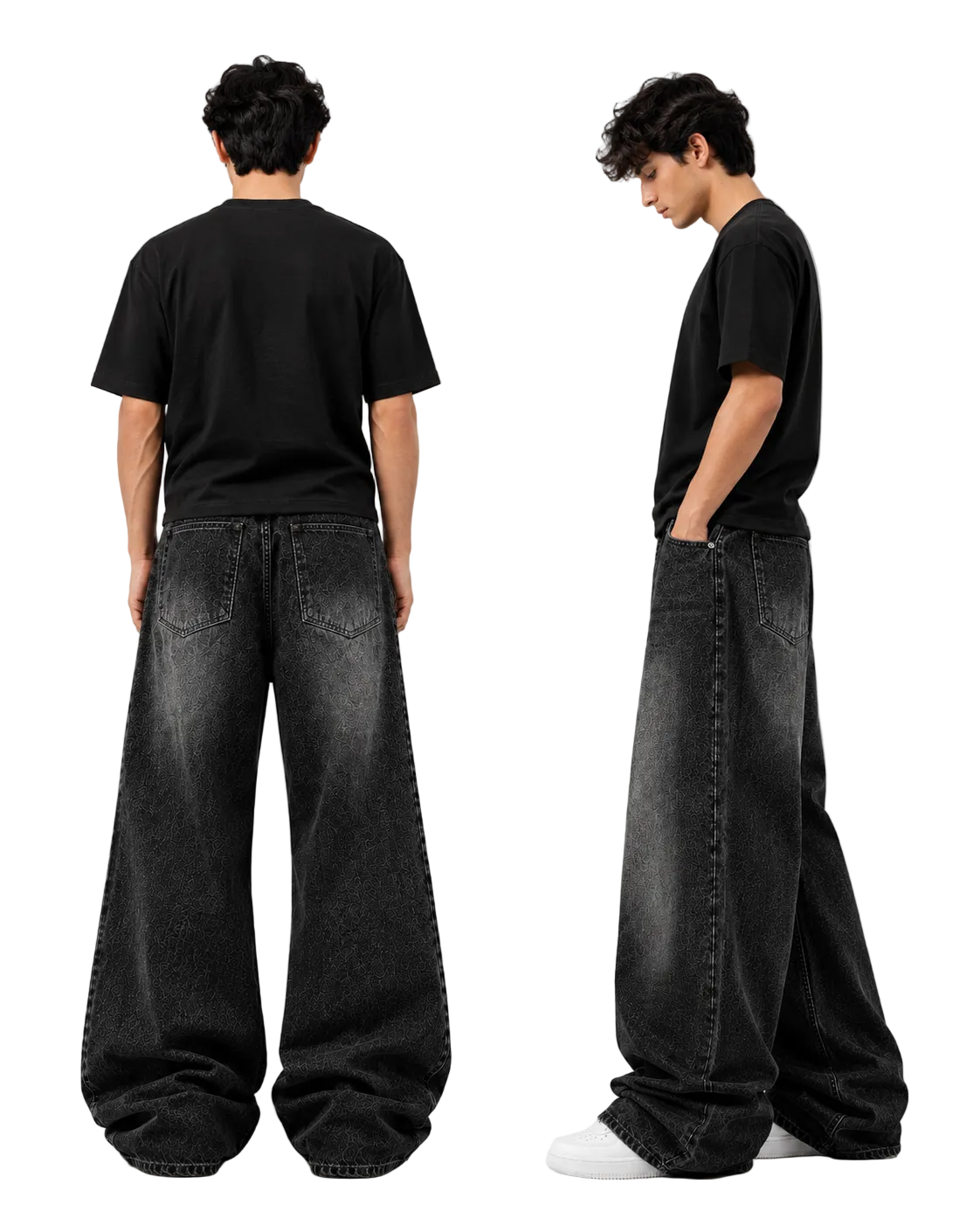 Washed-Denim Charcoal Black denim